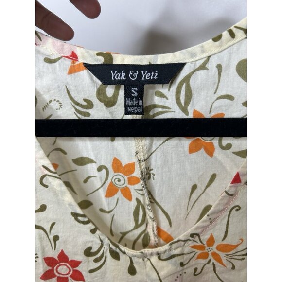 Yak N Yeti Yellow Floral Sleeveless Tank Tunic Summer Top Size Small - Picture 9 of 9